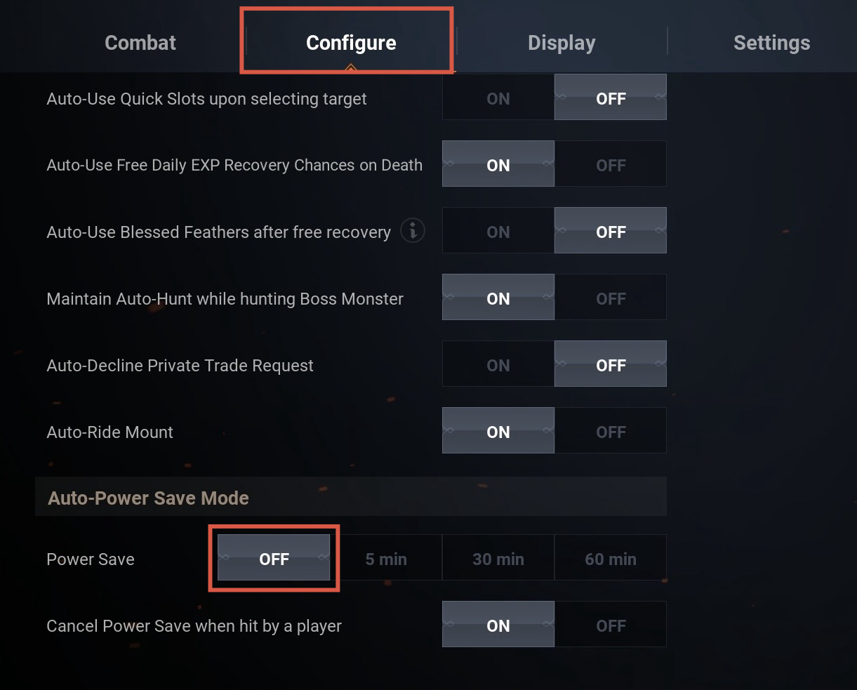 Disable Power Save
